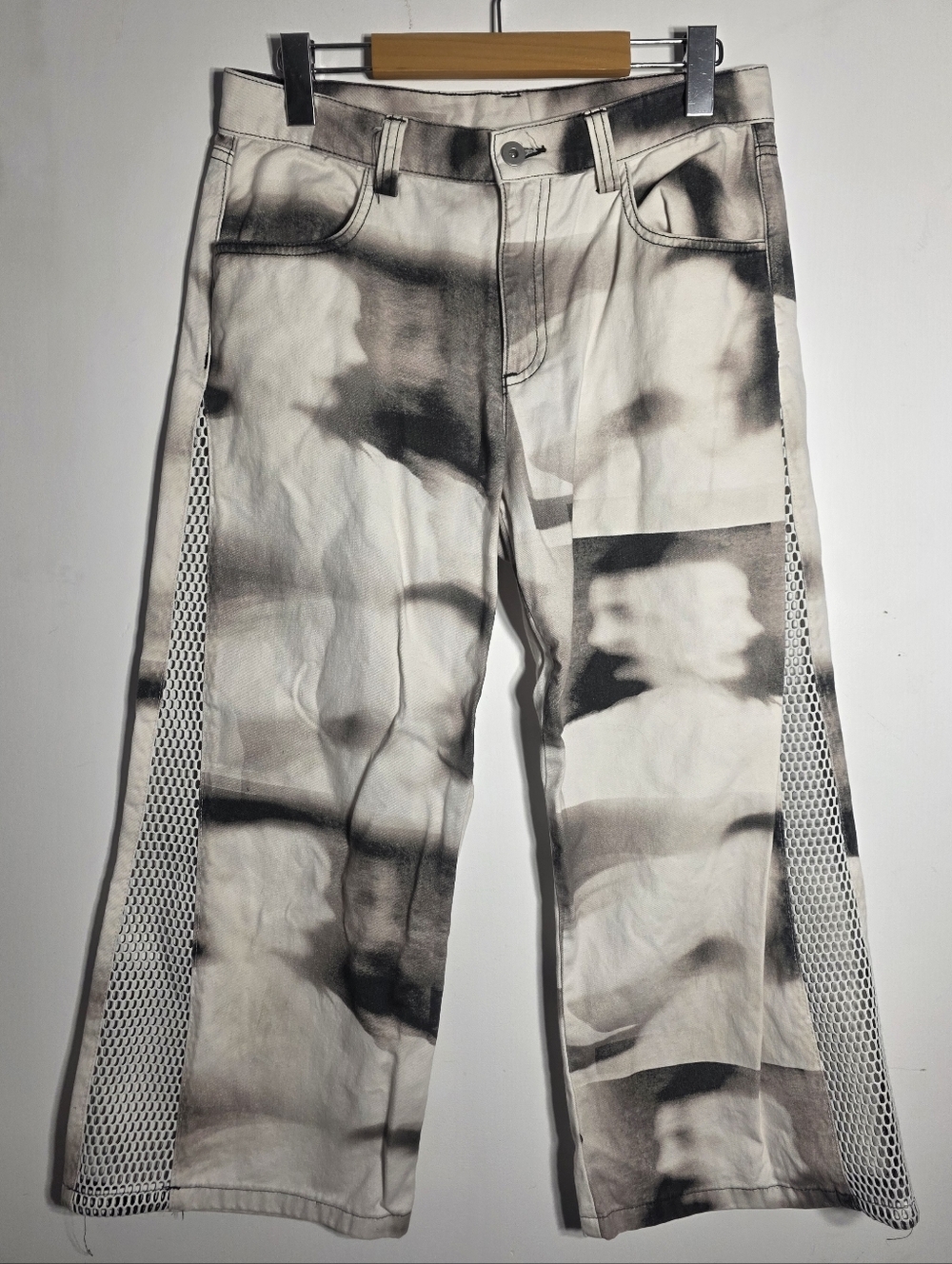 The Ragged Priest - Wide Leg - Side Mesh Panel Pants - Grunge - Y2K - Gothic